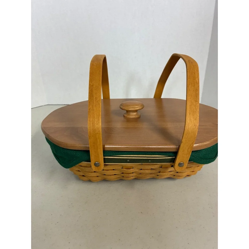 Longaberger 2006‎ Christmas Collection Natures Garland Basket Wood Lid Liner USA